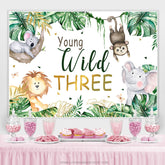 Feuille Verte Et Animaux Jeune Toile De Fond Trois Anniversaire Sauvage